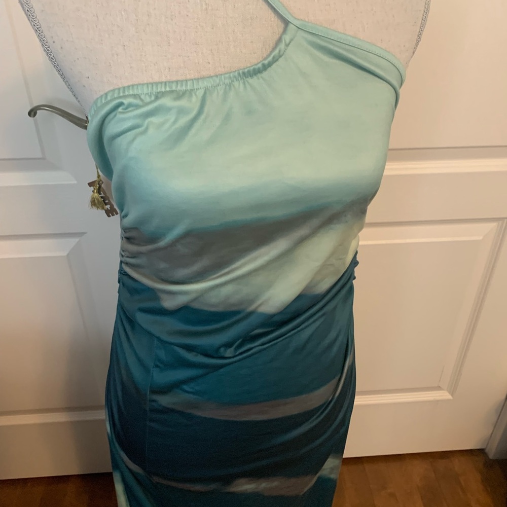 🏖️Last chance, 
NWT SHEIN Green and Blue One Shoulder Bodycon Dress - Picture 3 of 6